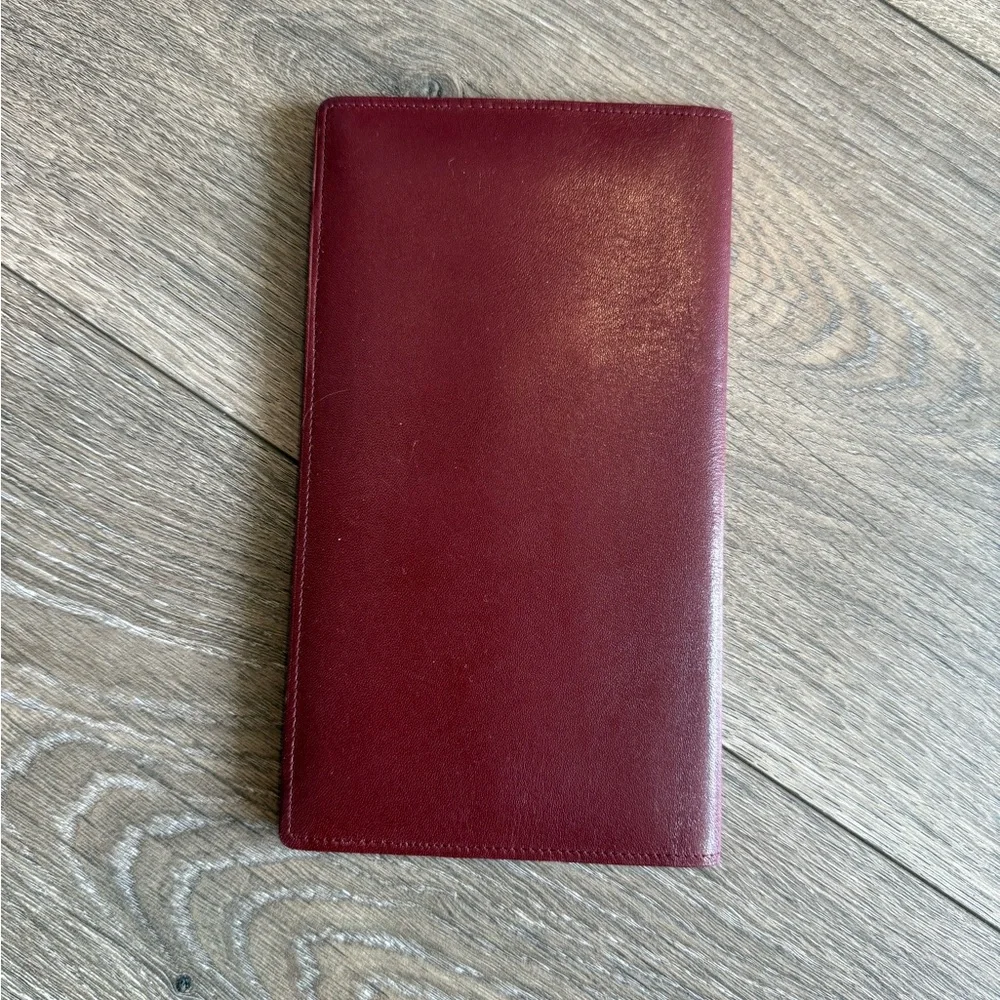 Cartier Burgundy Unisex Long Leather Bifold Wallet